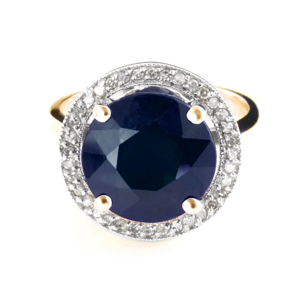 14K. GOLD RING WITH NATURAL DIAMONDS & SAPPHIRE - Picture 2 of 6